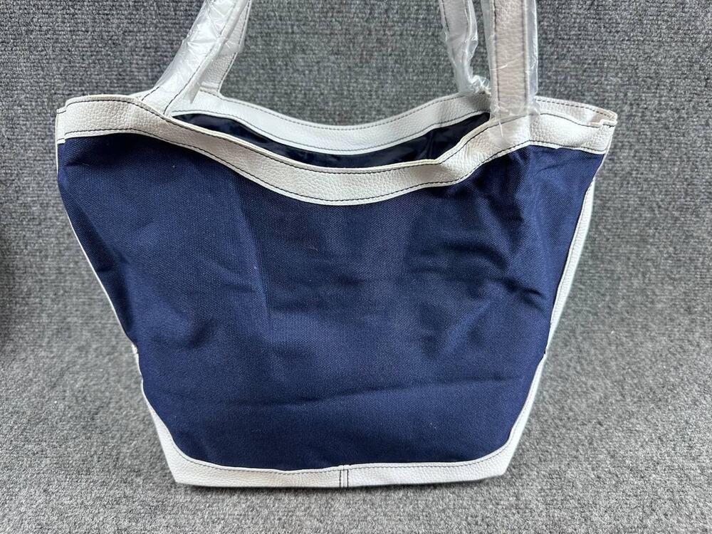 Estee Lauder Blue Tote Bag Polyester PVC Trim Shoulder Handbag Used